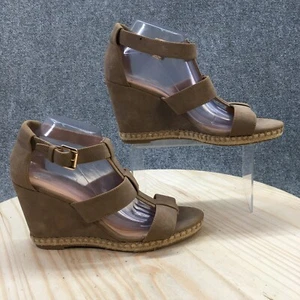 Merona Heels Womens 11 Ankle Straps Gladiator Wedge Brown Faux Suede Buckle - Picture 1 of 19