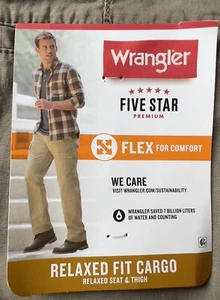 Men's Wrangler Cargo Pants w/ Stretch Relaxed Fit Brown Tech Pocket CHOOSE SIZE - Picture 1 of 5