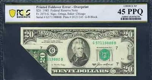 $20 1985 FRN COOL PRINTED FOLD ERROR Serial + Seal on Back PCGS Ch XF 45 PPQ - Picture 1 of 2