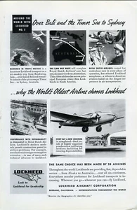 1939 Lockheed Aviones Aerolíneas Antiguo IMPRESIÓN REVISTA ANUNCIO ¡Decoración de pared! (4056) - Imagen 1 de 1