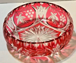 Böhmischer roter Rubin Kristall Schale/SonnenbrustC rot/klar handgefertigt 7" Durchmesser - Bild 1 von 9