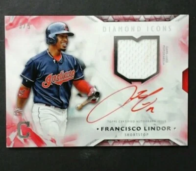 2018 TOPPS DIAMOND ICONS FRANCISCO LINDOR JERSEY RED AUTO 3/5 - Image 1 of 2