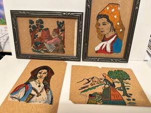 Cork Postcards From Italy, Vintage, 2 Framed, Hand Painted - Picture 1 of 15