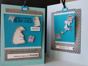 Handmade Window Sliding Card 3D Pop Up Surprise Friends Cute Bear Mouse Pull Tab - Picture 1 of 17