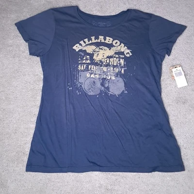 Vintage Y2K Billabong T-shirt Girls Large Blue Indigo Spellout Logo Slim 2010s - Image 1 of 4