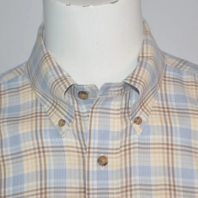 Camisa informal BROOKS BROTHERS Country Club cachemir algodón azul tostado a cuadros talla L Foto 1 de 3