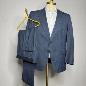 Traje de dos piezas a rayas personalizado para hombre 42R 34W oficina formal de negocios - Imagen 1 de 11