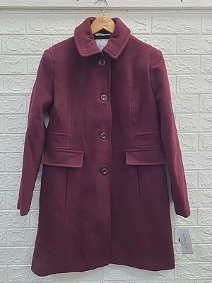 New Larry Levine Updated Long Sleeve  Button Up Coat Size Medium Petite Cabernet - Image 1 of 4