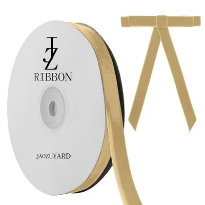 Khaki Velvet Ribbon 3/8 Inch Continuous 10 Yards, Christmas Gift Wrap Bow - Image 1 of 4