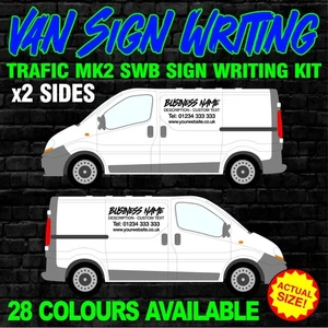 KIT DE ESCRITURA DE LETREROS DE FURGONETA DE NEGOCIOS SWB RENAULT TRAFIC MK2 PEGATINAS GRÁFICAS - Imagen 1 de 4