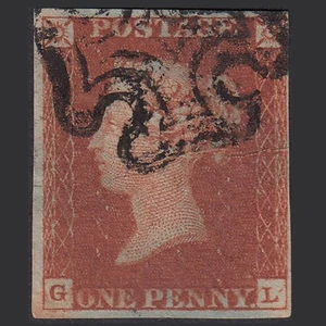 I13_20 GB QV 1841 1d PLATE 33 SG8-B1(1) CONSTANT VARIETY GL GU 4M MALTESE CROSS - Picture 1 of 2