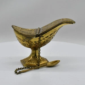 Vintage Messing Navicula liturgische Räucherbüste mit aufgesetztem Löffel - Bild 1 von 11