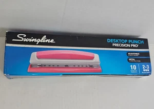 Swingline 2-3 Holes 10 Sheet Desktop Hole Puncher Pink & Silver #74082 NEW Box - Picture 1 of 4