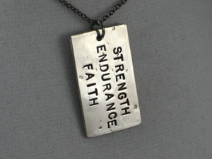 STRENGTH ENDURANCE FAITH~18 inch Gunmetal Chain~INSPIRATIONAL NECKLACE - Picture 1 of 3