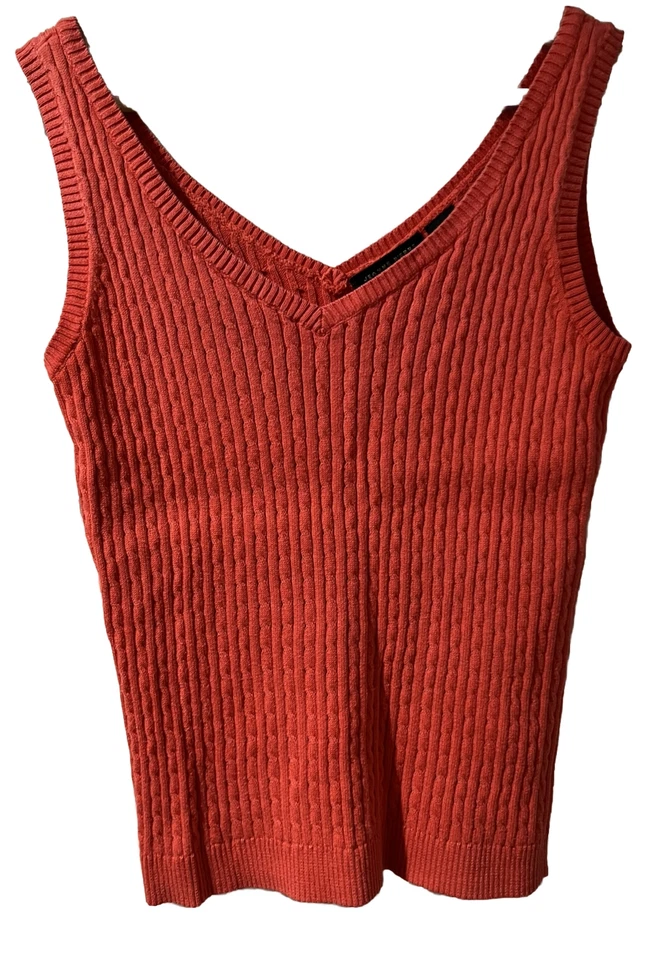 Jeanne Pierre Camiseta sin mangas Punto Acanalado Cuello en V Sin Mangas Rojo, Mediano  Foto 1 de 4