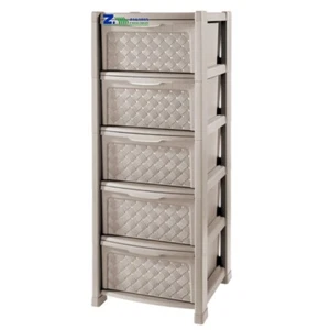 CASSETTIERA ARIANNA 5 CASSETTI EFFETTO RATTAN CM 39X39X101,5 H COLORE TALPA - Foto 1 di 2