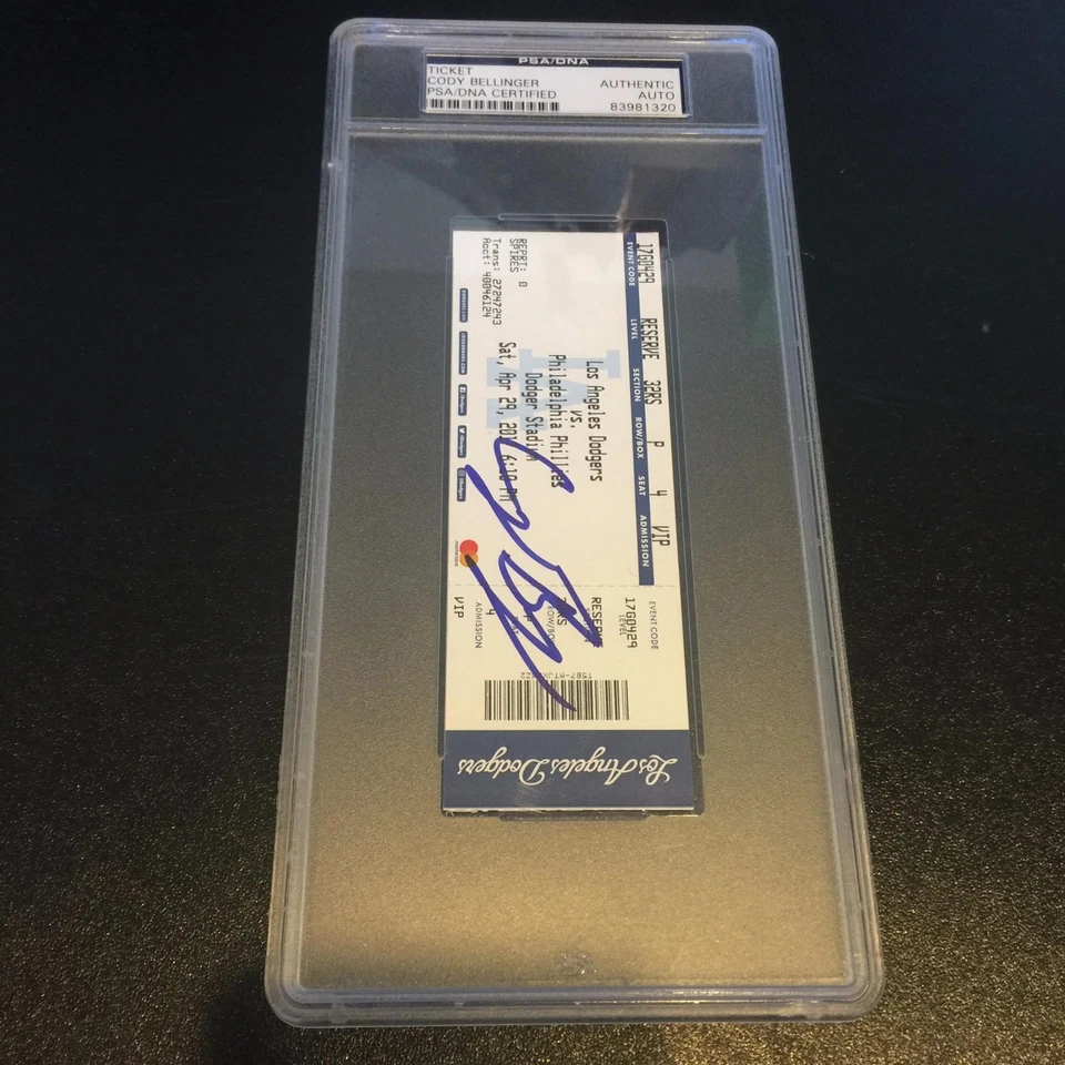 CODY BELLINGER SIGNED 1ST CAREER HOMERUN GAME AUTHENTIC TICKET SLABBED PSA/DNA - Image 1 of 4