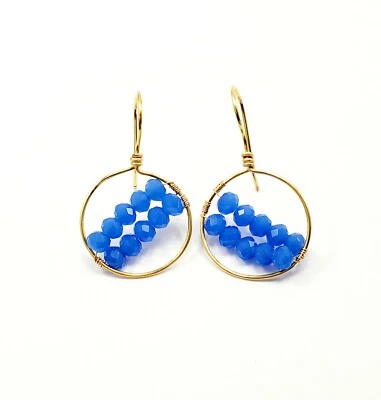 Preciosos Pendientes de Aro para Mujer Joyería Moda Gota Azul Cristal Boho  Foto 1 de 4