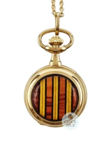 26mm Gold Womens Pendant Watch With Bold Stripes By CLASSIQUE (Roman) - Picture 1 of 4