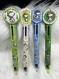 SET OF 4-Peanuts Snoopy Gel Pen 6 Ink C/E. Beagle Scout~Happy~Hiking~Leading~NEW - Picture 1 of 13