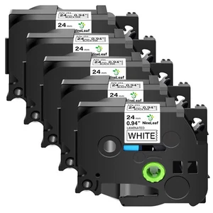 5PK Fits Brother P-Touch PT-2730VP Label TZ TZe-251 Black on White Tape 24mm - Picture 1 of 12