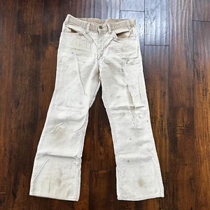 Levis 684 VTG Corduroy Pants Bell Bottom USA 30x27 Boot Cut 1970s 70s Beige - Picture 1 of 21