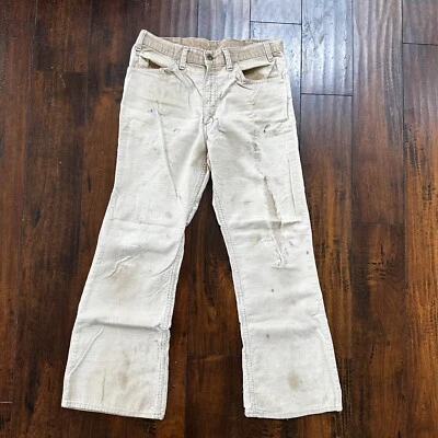 Pantalones de pana Levis 684 de colección fondo campana EE. UU. 30x27 corte bota años 70 beige Foto 1 de 4