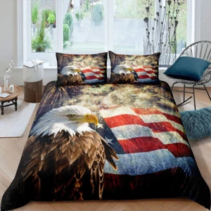 Copripiumino bandiera americana camera aquila decorativo copripiumino fuochi d'artificio biancheria da letto - Foto 1 di 4