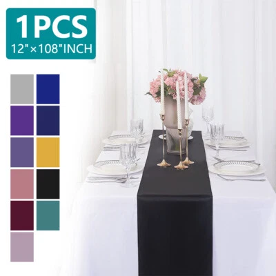 12x108" Satén Corredor de Mesa Boda Fiesta Banquete Mesa de Cena Suministro Decoraciones Foto 1 de 4