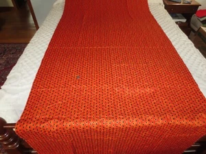 3674.  DIAMOND DESIGN Orange Black Metallic Gold COTTON FABRIC-41.5" x 2.75 yds. - Picture 1 of 2