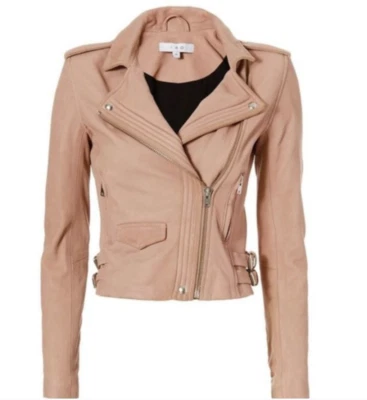 IRO Womens Hana Leather Moto Jacket Blush Pink size 38 Intermix Exclusive Foto 1 de 4