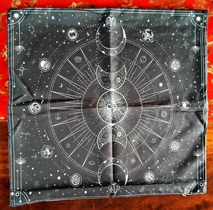 SUN & MOON PHASES CIRCLE LARGE POLYESTER CUSHION COVER (17 x 17 Inch) *GOTH *NEW - Picture 1 of 6