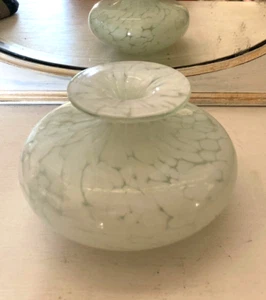 Vintage Mdina Maltese White Mottled Large Glass Squat Vase - Picture 1 of 9