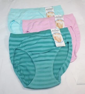 New set of 3 JOCKEY MATTE & SHINE HI CUT panties 1306 GREEN LT GREEN PINK 5/S - Picture 1 of 5