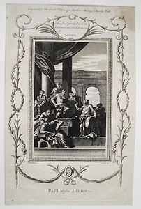 Der Heilige Paulus Paul vor Agrippa Kaiser Bibel seltener Kupferstich ca 1760 - Picture 1 of 1
