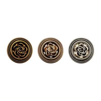5pcs Rose Pattern Vintage Metal Buttons For Clothing & Bag Decoration Sewing DIY - Image 1 of 4