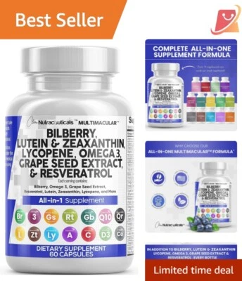 Cápsulas integrales de apoyo para los ojos - mezcla de luteína, licopeno y omega 3 - 60 unidades Foto 1 de 4