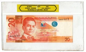 2019 NEW GEN 20 Pesos Duterte BINARY NO. AN001011 Philippine Banknote UNC - Picture 1 of 2