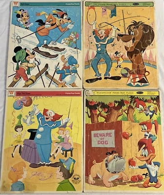 Whitman Walt Disney, Woody Woodpecker & Bozo 11x14 Framed Tray Puzzles Lot 0f 4 - Image 1 of 4