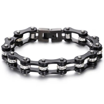 Black Punk Bicycle/Motorcycle Chain Bracelets For Women -Stainless Steel Jewelry - Image 1 of 4