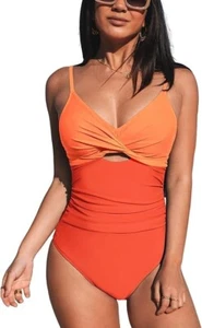 CUPSHE One Piece Swimsuit for Women Bathing Suits Twist Front Cutout Adjustable - Picture 1 of 2