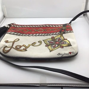Brighton LOVE Crossbody Bag Tassel Zipper Canvas 10x7.5 - Picture 1 of 15