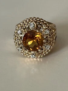 5378- Anillo Bola Años 1940 Hilo de Oro Amarillo Citrino - Imagen 1 de 5