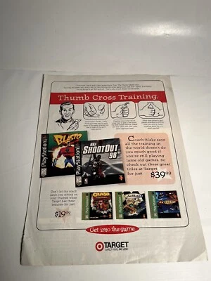 De colección 1998 Target PlayStation Pulgar Entrenamiento Cruzado Videojuego Pro Revista Anuncio Difícil de Encontrar Foto 1 de 2