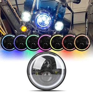 Motorcycle 7'' RGB LED Headlight For Harley Road King Electra Glide Street Glide - Picture 1 of 18