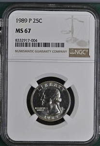 1989 P Washington Quarter NGC MS67 POP only 38 - Picture 1 of 2