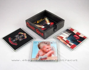 80er Jahre Classic Rock - Albumcover - Glas Untersetzer 4er Set + Halter - Bild 1 von 7
