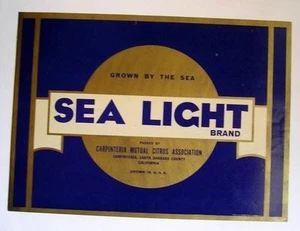 Sea Light Carpinteria 1920 etiqueta de caja cítrica - Imagen 1 de 1
