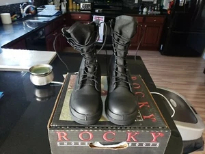 *NEW* Black Military Tactical Steel Toe Boots Mens Size 8.5 Regular - Picture 1 of 2