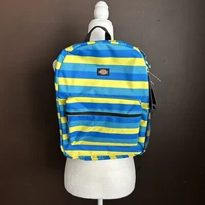 Dickies Freshman Student Backpack Blue Yellow Stripes 17" x 12" - Picture 1 of 5